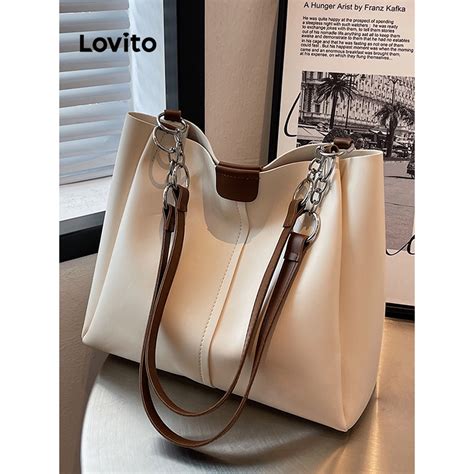 Lovito Bolsa De Ombro Texturizada Casual Simples De Alta Capacidade