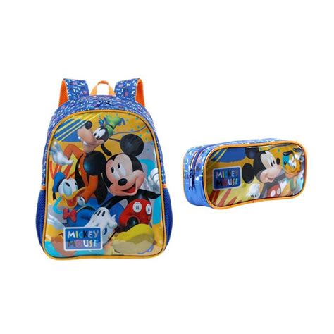 Kit Mochila Infantil Mickey Original Costas Tam G Escolar Lancheira