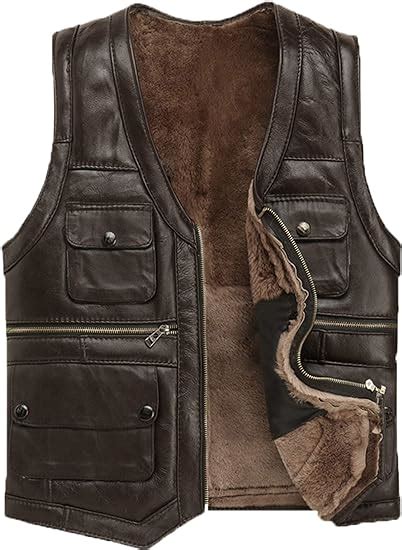 Gilet En Cuir De Mouton Pleine Fleur Pour Homme Automne Hiver Multi