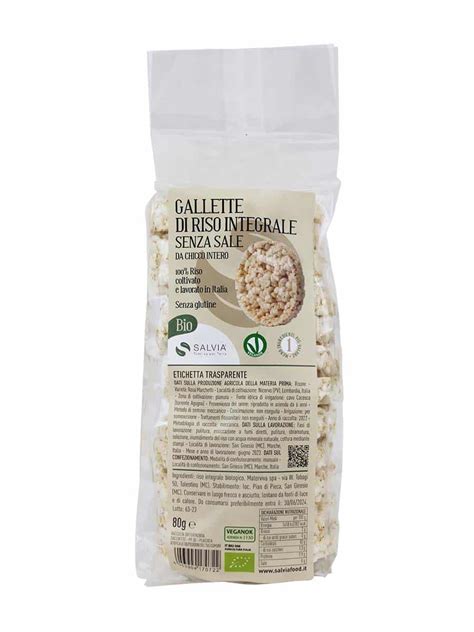 Gallette Di Riso Integrale Senza Sale Bio 80g SALVIA Tutti Su Per