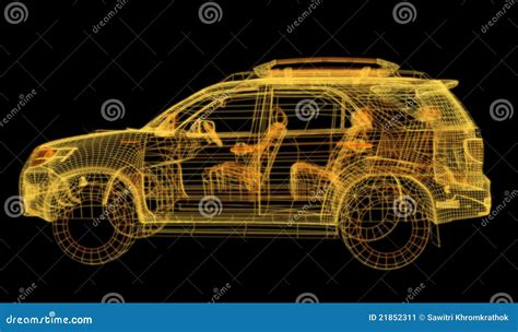 Glowing Wireframe Of A Car 3d Model Stock Image - Image: 21852311