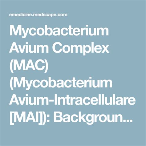 Mycobacterium Avium Complex Mac Mycobacterium Avium Intracellulare