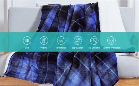 Sochow Plaid Couverture Polaire X Cm Bleu Plaid Pour Canap