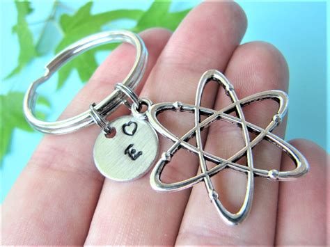 Atom Keychain Atom Keyring Science Keychain Atom Ts Etsy