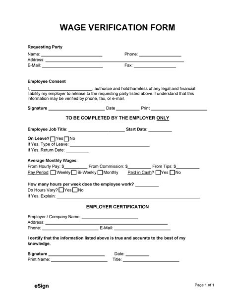 Free Wage Verification Form Pdf Word