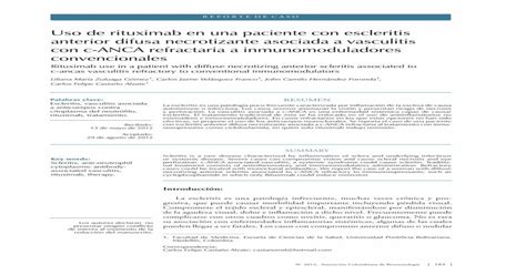 Uso De Rituximab En Una Paciente Con Escleritis Anterior · La