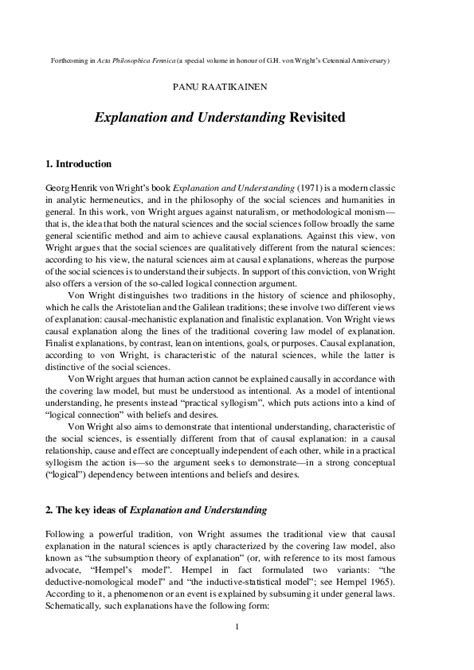 (PDF) "Explanation and Understanding" Revisited