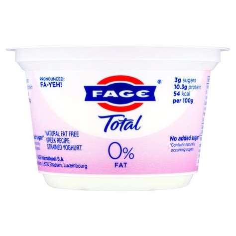 Fage Total 0 Fat Natural Fat Free Greek Recipe Strained Yoghurt 150g