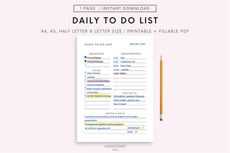 Daily Work To Do List Printable