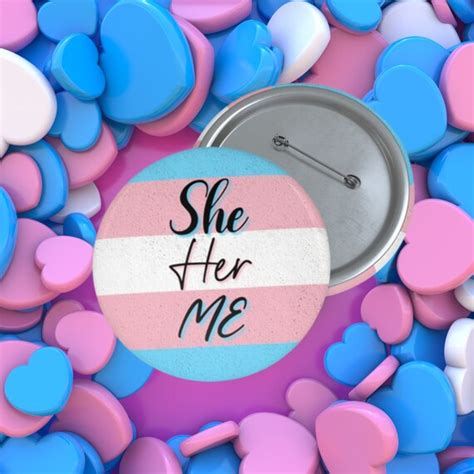 She Her Pronoun Pin Lgbtqia Button Lgbtq Badge Etsy