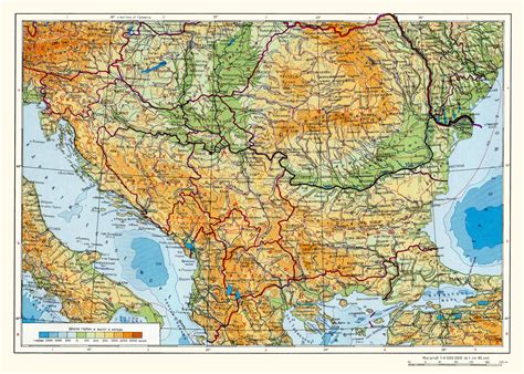 Большая подробная физическая карта Албании и соседних стран. Подробная ...