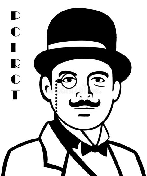 Hercule Poirot Black and White Illustration Stock Illustration ...