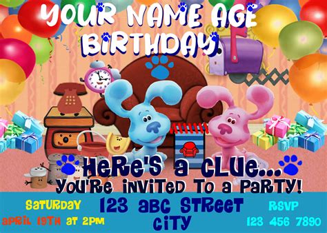 Blues Clues Birthday Invitation With Free Thank You Card Etsy