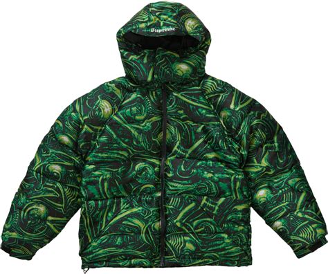 Supreme H R Giger Jacquard Down Puffer Jacket Green Novelship