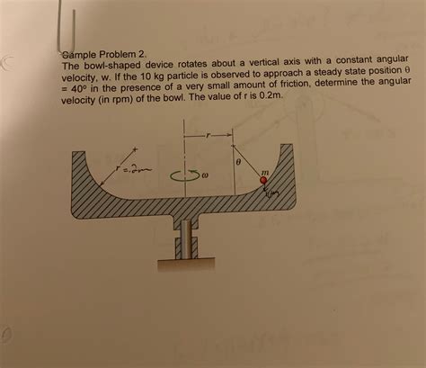 Solved Sample Problem The Bowl Shaped Device Rotates Chegg