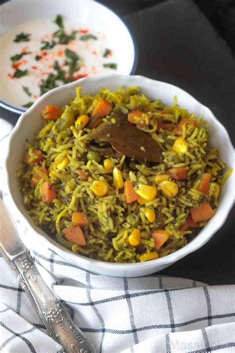 Instant Pot Spinach Rice Palak Rice Masalachilli