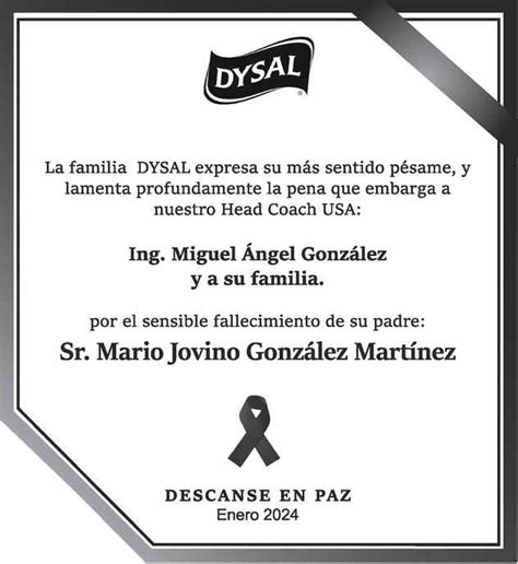 Se Or Mario Jovino Gonz Lez Mart Nez Obituario Esquela