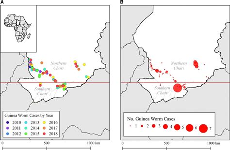 A Number Of Guinea Worm Cases By Year And B Number Of Guinea Worm Download Scientific