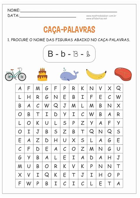 Caça Palavras Com A Letra B