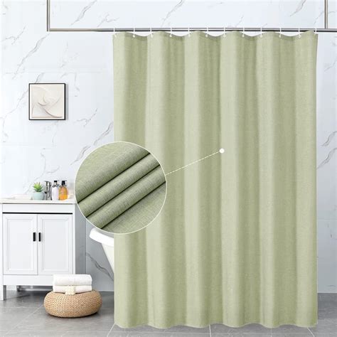 Krismile Linen Washable Shower Curtain Waterproof Mould Proof And