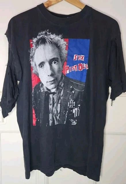 RARE VINTAGE SEX PISTOLS Punk Rock Johnny Rotten Pretty Vacant T Shirt XL Black