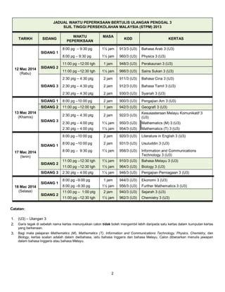 Jadual STPM Ulangan 3 PDF