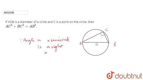 If Aob Is A Diameter Of A Circle And C Is A Point On The Circle Then