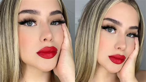 MAQUILLAJE CLASICO CON LABIOS ROJOS YouTube