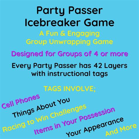 Party Passer Icebreaker Game A Group Unwrapping Game Etsy