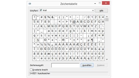 Tastatur wichtigsten Sonderzeichen finden und einfügen