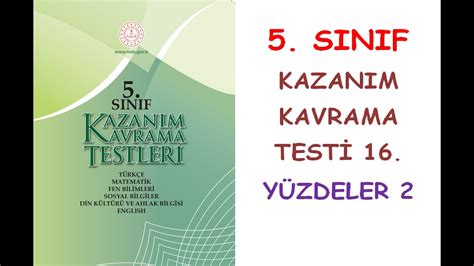 Sinif Matemat K Kazanim Kavrama Testler Y Zdeler Konusu Test