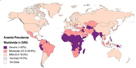 Anemia Prevalence Worldwide In Women Of Reproductive Age The Highest