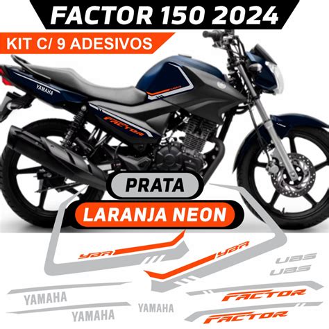 Adesivo Yamaha Factor 150 2024 Kit Recorte Laranja Neon Prata