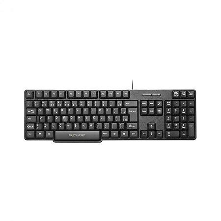 Teclado Básico Multilaser Slim Qwerty ABNT Preto TC225 KONGY