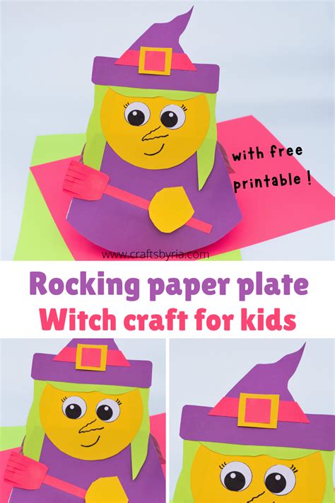 Rocking Paper Plate Witch Craft For Kids Crafts By Ria Paper Plate