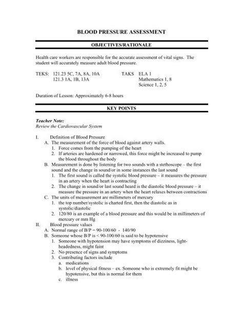 Sphygmomanometer Reading A Blood Pressure Gauge Worksheet