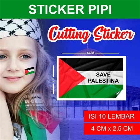 Jual Sticker Pipi Bendera Palestina Tempelan Pipi Bendera Palestina