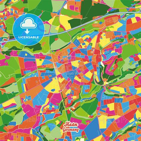 Haan North Rhine Westphalia Germany Crazy Colorful Map Print Template