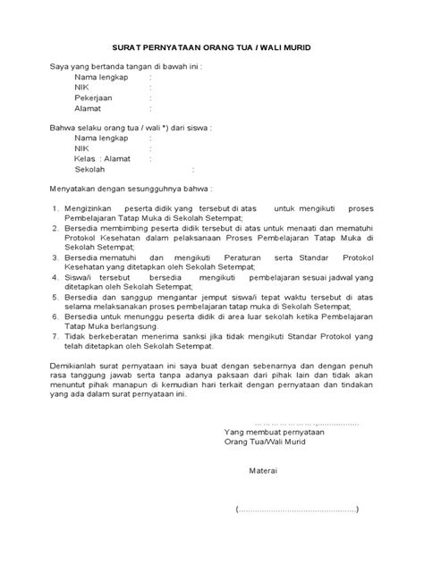 Contoh Surat Pernyataan Setuju Pdf
