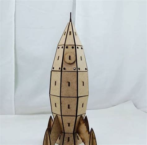 Laser Cut Wooden Rocket Mdf 3mm Free Vector Cdr Download