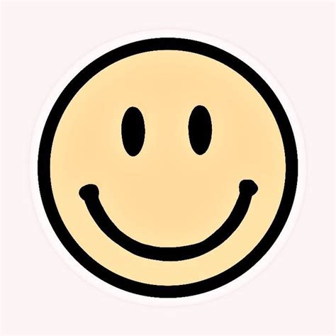 A Smiley Face Sticker On A White Background With Black Lines In The