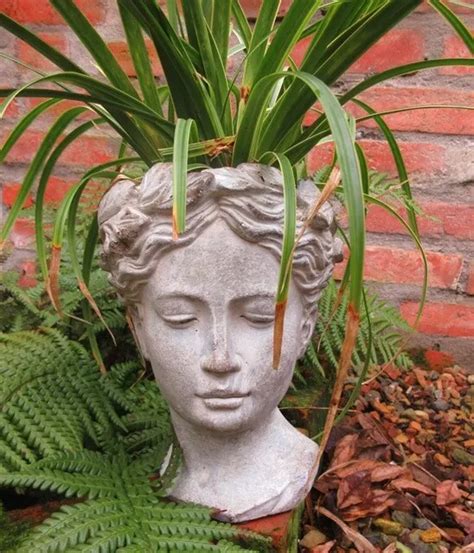 JARDIN BUSTE STATUE Femme Figurine Pot De Fleur Campagne Terracotta