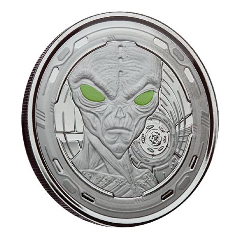 Ghana Alien Kolorowany 1 Uncja Srebra 2022 Black Rhodium Proof Metal