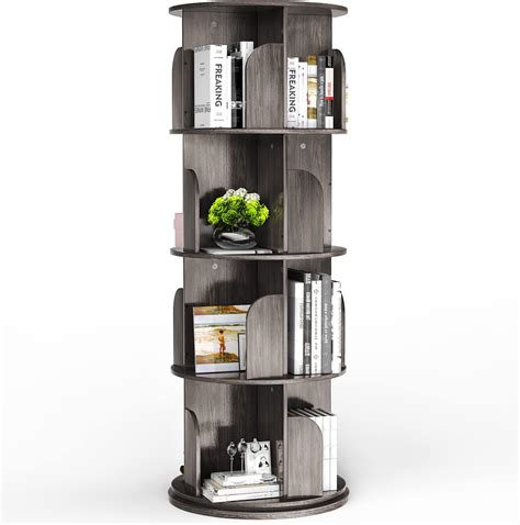 Amazon Qqxx Solid Wood Rotating Bookcase Round Rotating Bookshelf