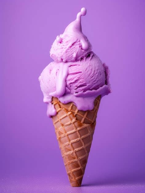 Premium Ai Image Pink Ice Cream With Pink Icing In A Waffle Cone On A