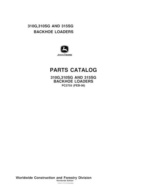 Manual De Piezas En Pdf De La Retroexcavadora John Deere 310g 310sg 315sg