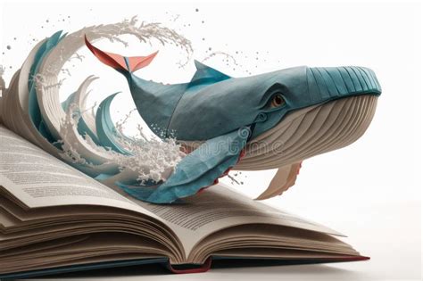 Origami Whale Emerging from Book , Creative Artistic Concept for Literature and Ocean ...