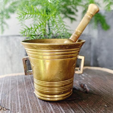 Brass Mortar Pestle Etsy