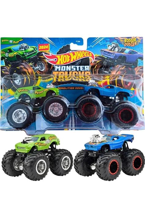 HOT WHEELS Monster Trucks Güçlü İkili Arabalar POİSON PİNTO RODGER DODGER FYJ HWN