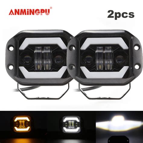 Anmingpu Inch Spotlight Flush Mount Led Work Light Bar Hi Low Beam